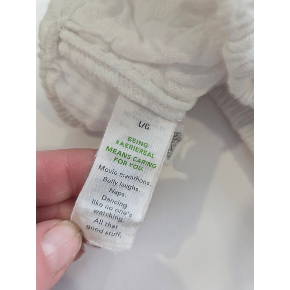 Aerie Cotton Gauzy Cotton White Cropped Pants Swim Cover Large Wide Leg - Picture 3 of 6